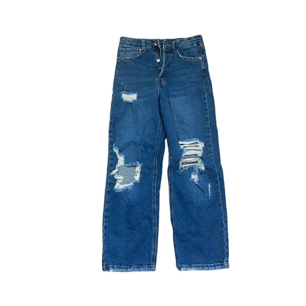 Wild Fable Straight Leg Jeans Ankle Cut Distressed- 2 Normcore Casual